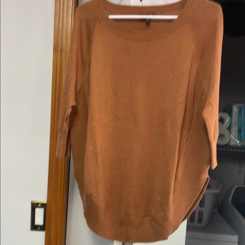Express Orange Crew Neck Sweater Lightweight Knit